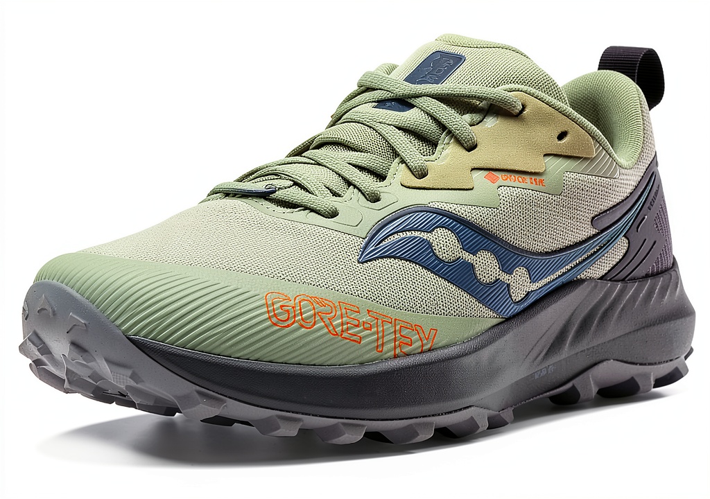 Scarpe Saucony trail running su sentiero roccioso