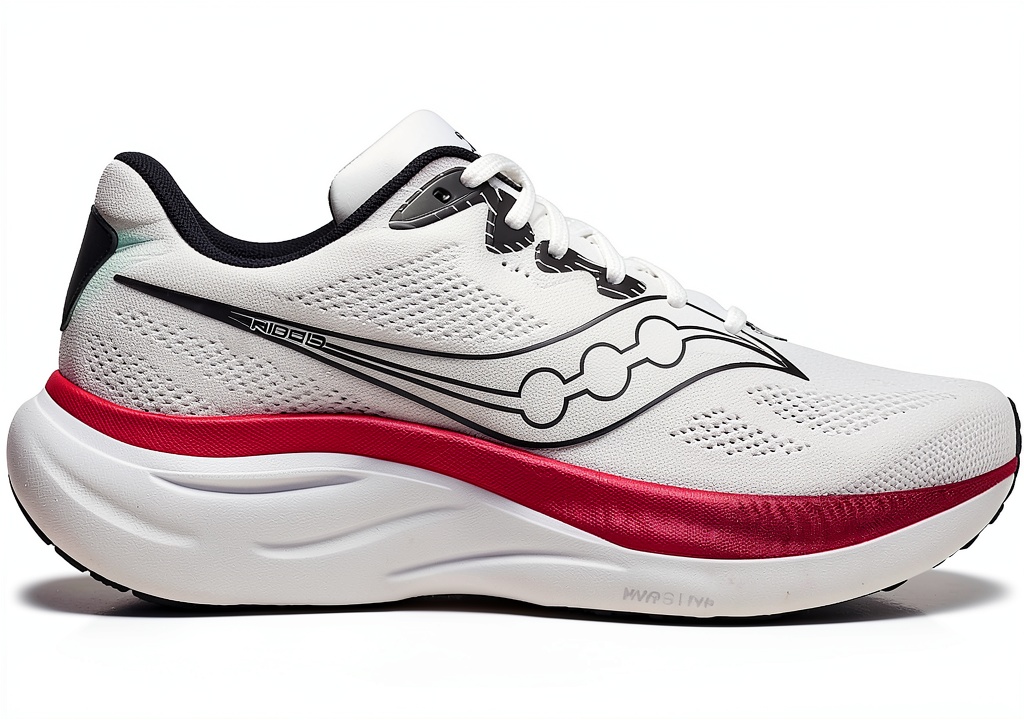 Saucony Ride 19 in uso su strada asfaltata