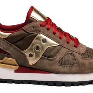 Saucony Sneaker Donna Pelle Gomma Bianco Marrone Oro Rosso-0